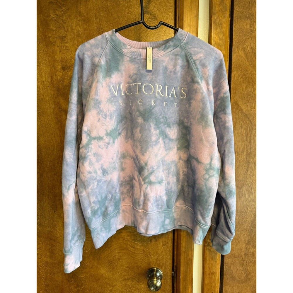 Victorias Secret Tie Dye Crewneck Sweatshirt Sz. XL NWT Purple & Blue